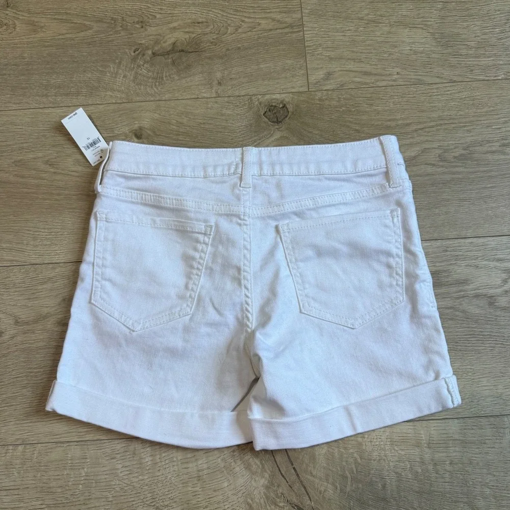 NWT Kids Girls Gap denim white jean shorts midi adjustable waist stretch size 12